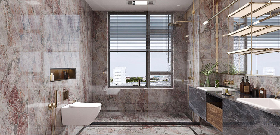 Four Seasons Sakura Marble application in bathroom