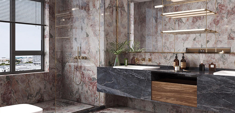 Four Seasons Sakura Marble application in bathroom