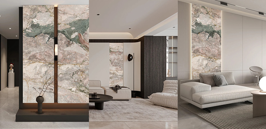 Sakura marble in living room for wall decoration