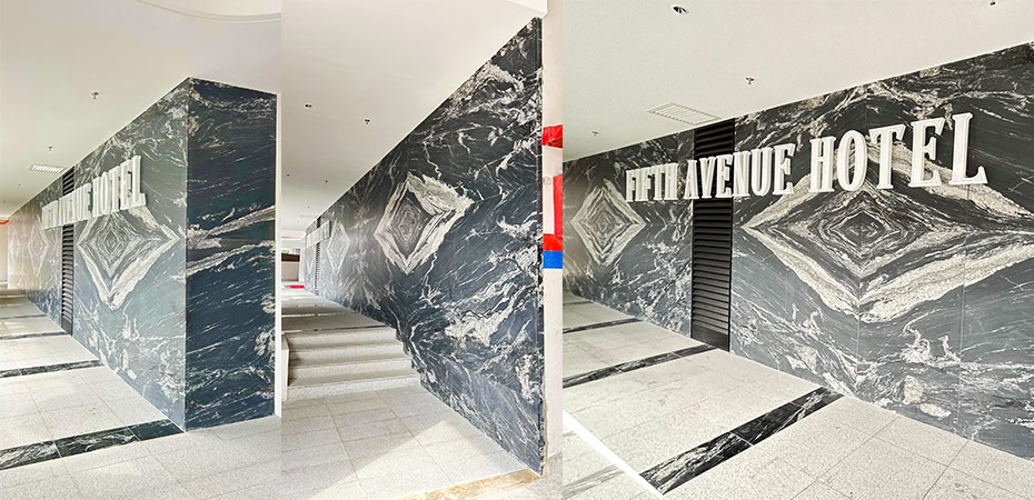 Cosmic Black granite feature wall