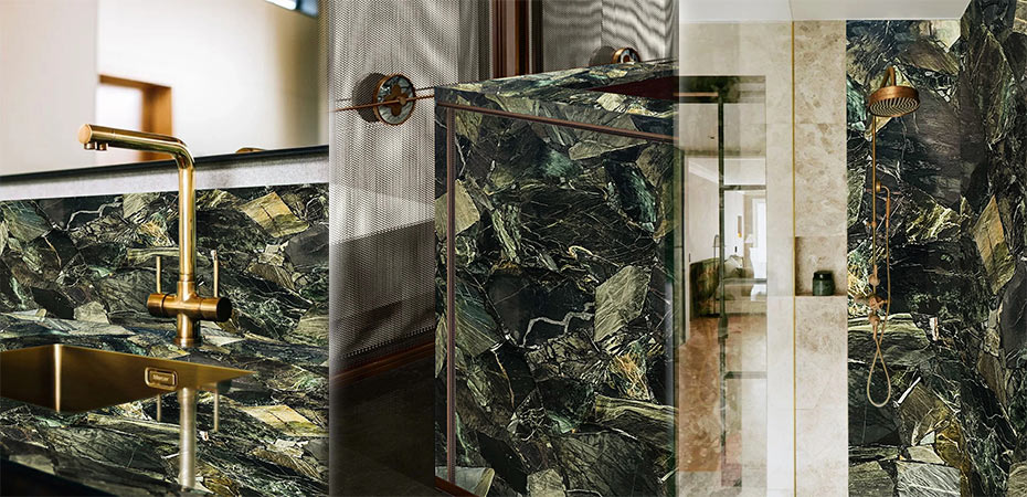 Imperial Green Quartzite in Bathroom