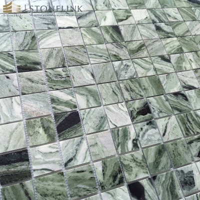 Raggio Verde square marble mosaic