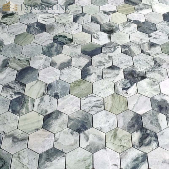 Raggio Verde hexagon marble mosaic