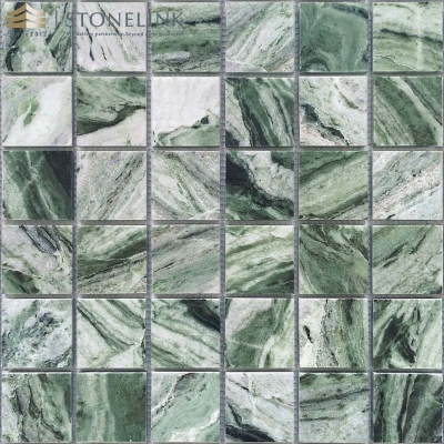 Raggio Verde square marble mosaic