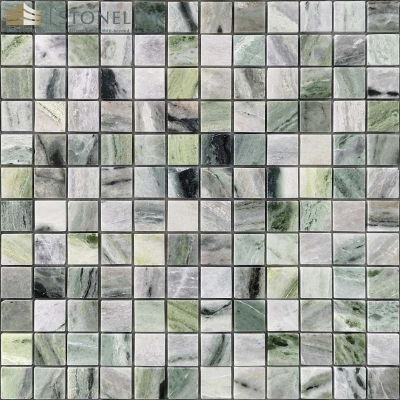 Raggio Verde square marble mosaic