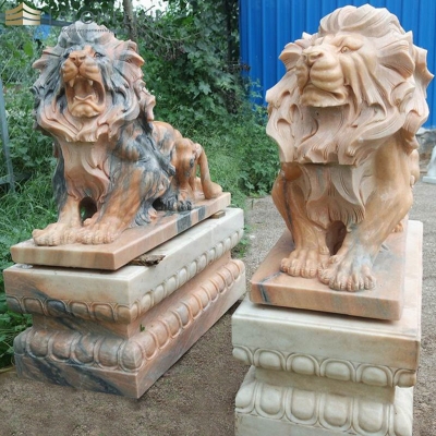Lion granite sculptures
