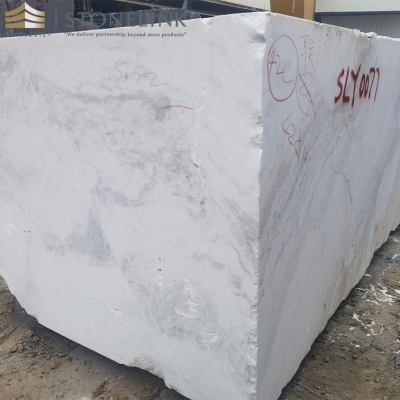 Bianco Oro Bianco Vena white marble block