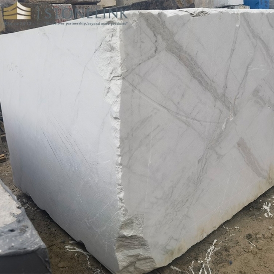 Bianco Oro Bianco Vena white marble block