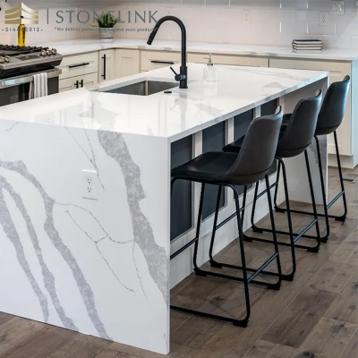 Calacatta white marble look quartz slab