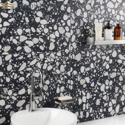 Black terrazzo tile