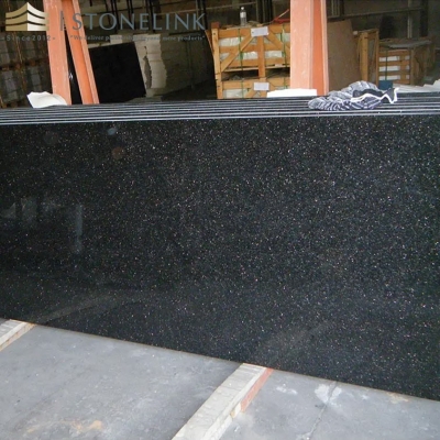 Black galaxy granite slab