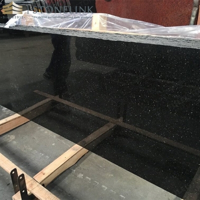 Black galaxy granite slab