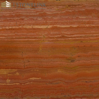 Red travertine slab