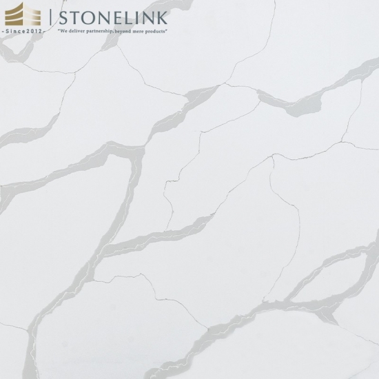 Calacatta white marble look quartz slab