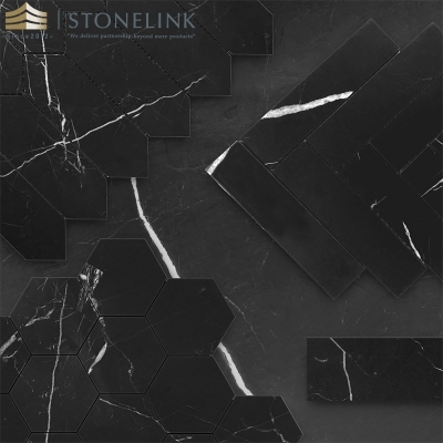 Nero marquina black marble slab