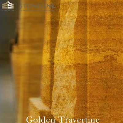 Golden travertine slab