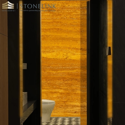 Golden travertine slab