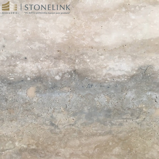 Silver travertine slab