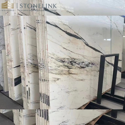 Oriental Calacatta White marble slab