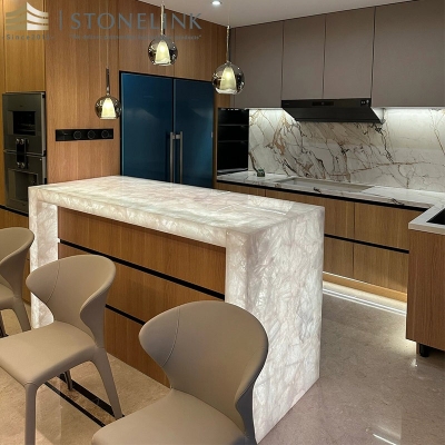 Crystal White quartzite countertop