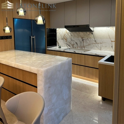Crystal White quartzite countertop