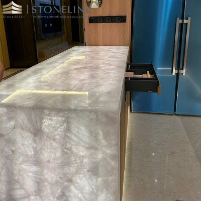 Crystal White quartzite countertop