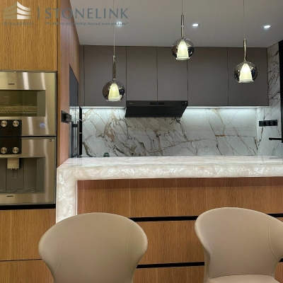 Crystal White quartzite countertop