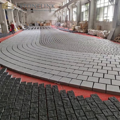 Black grey granite pavers
