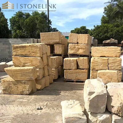Yellow sandstone block
