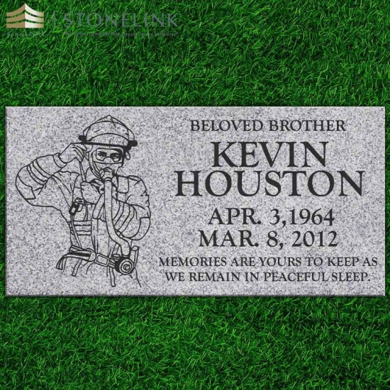 Grey granite flat headstone