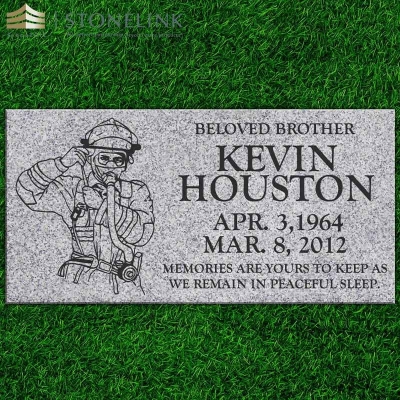 Grey granite flat headstone