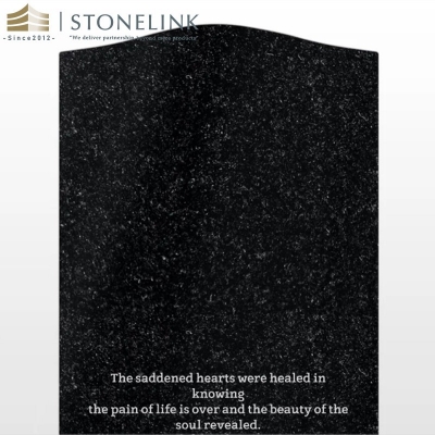Black granite upright headstone