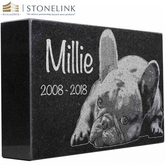 Black granite pet headstone