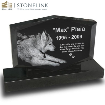 Black granite pet memorial headstone
