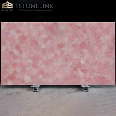 Pink crystal gemstone countertop