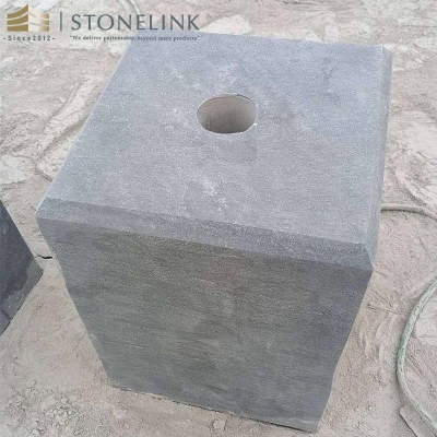 Blue limestone parking stone bollard plinth
