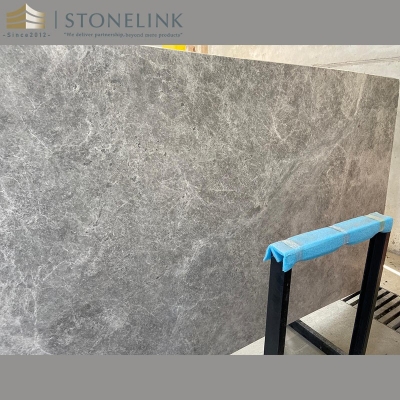 Grey Emperador marble slab