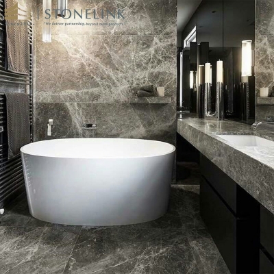 Grey Emperador marble slab