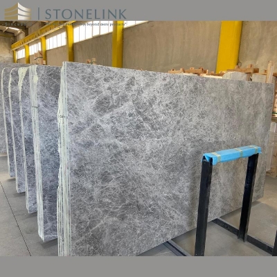 Grey Emperador marble slab
