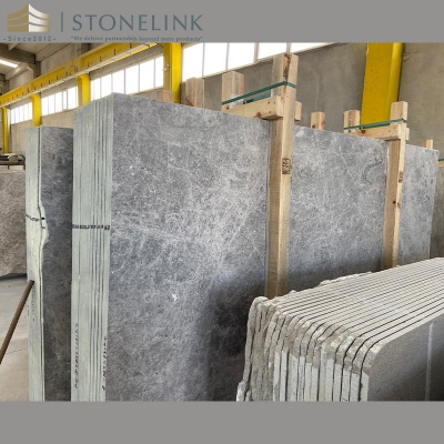 Grey Emperador marble slab