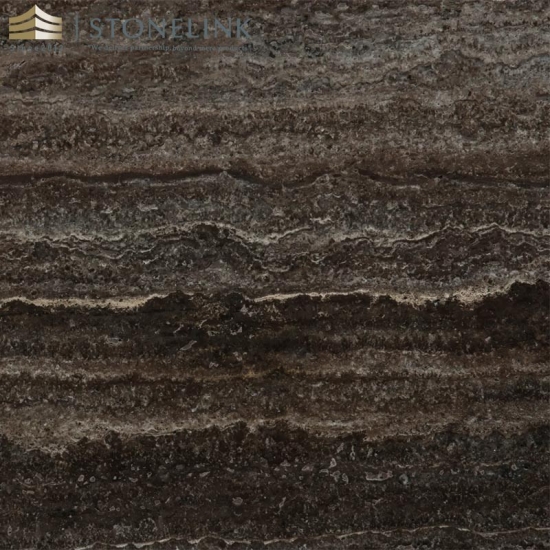 Black travertine slab
