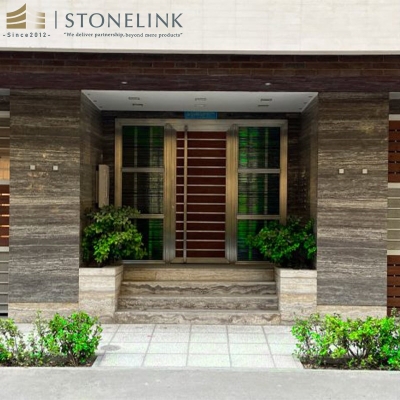 Silver Grey travertine slab