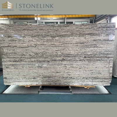 Silver Grey travertine slab