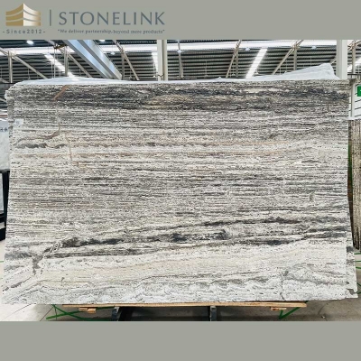 Silver Grey travertine slab