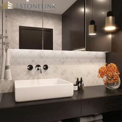 Bianco White arabesque polished marble mosaic