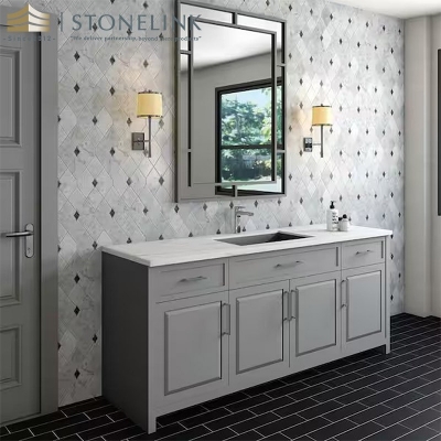 Carrara White polished rhomboic marble mosaic