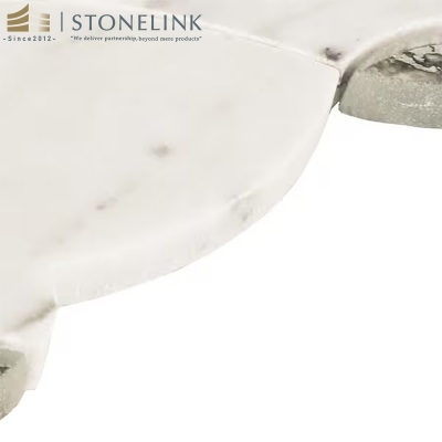Carrara White court-style polished marble mosaic