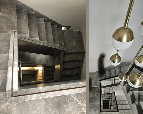 Hermes grey marble staircase